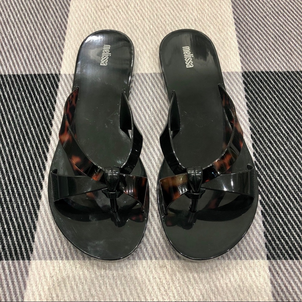 Melissa Tortoise Cross Band Flip Flops 10 New